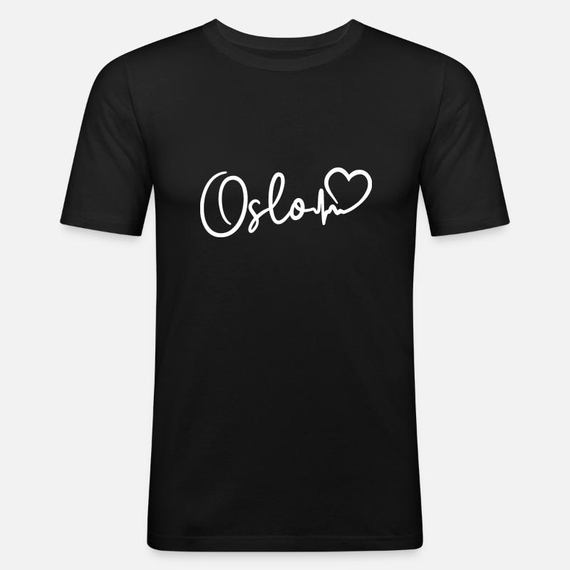Oslo Herzschlag - Männer Slim Fit T-Shirt - Schwarz