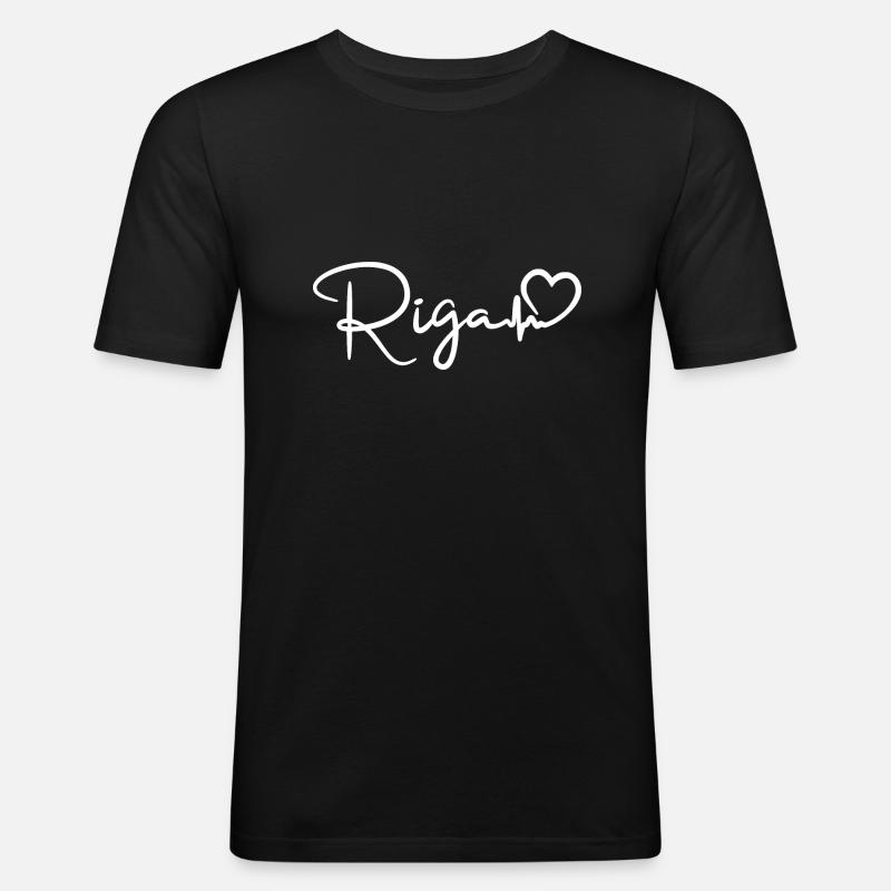 Riga Herzschlag - Männer Slim Fit T-Shirt - Schwarz
