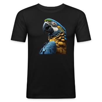 Blue Macaws Vividly Colored Tropical Birds - Men's Slim Fit T-Shirt - black - Front - Nik (191cm)