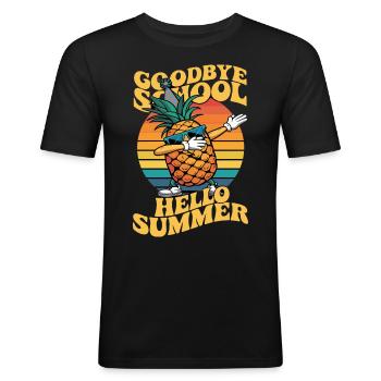 Goodbye School Hello Summer Ananas - Männer Slim Fit T-Shirt - Schwarz - Vorne - Nik (191cm)