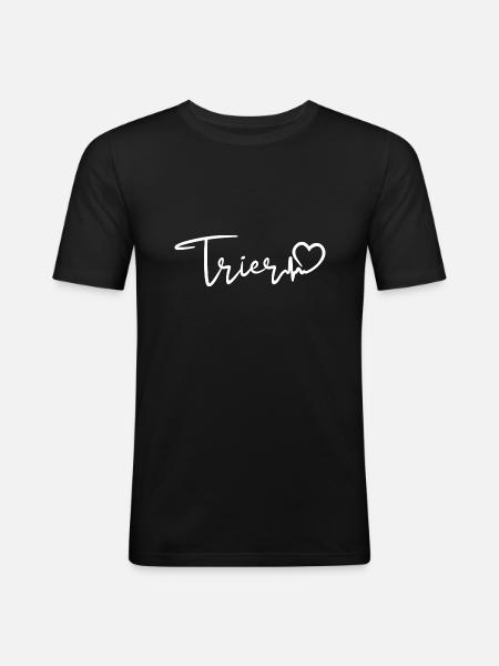 Trier Herzschlag - Männer Slim Fit T-Shirt - Schwarz