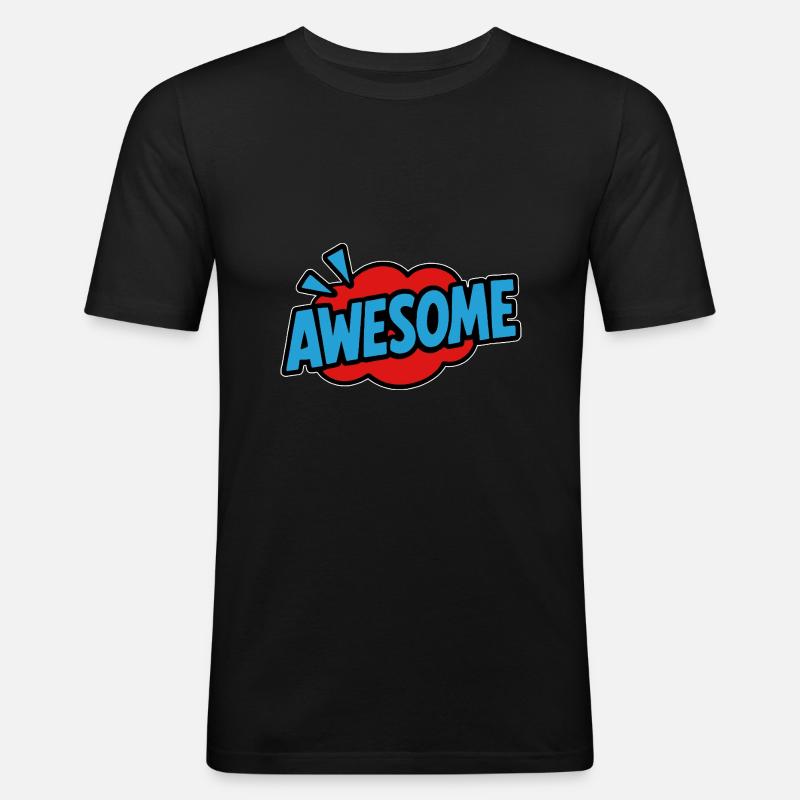 Awesome Retro Lettering Comic - Men's Slim Fit T-Shirt - black