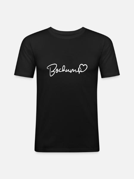 Bochum Herzschlag - Männer Slim Fit T-Shirt - Schwarz