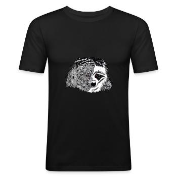Tatouage d'animaux et tribaux en cadeau, chien viverrin - T-shirt près du corps Homme - noir - Devant - Nik (191cm)