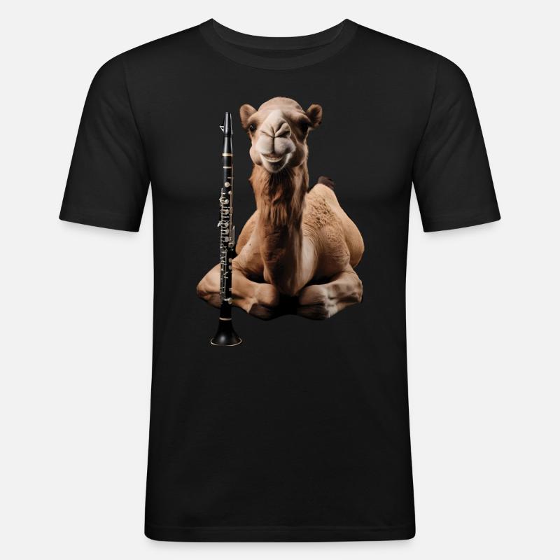 Kamel Klarinette - Männer Slim Fit T-Shirt - Schwarz