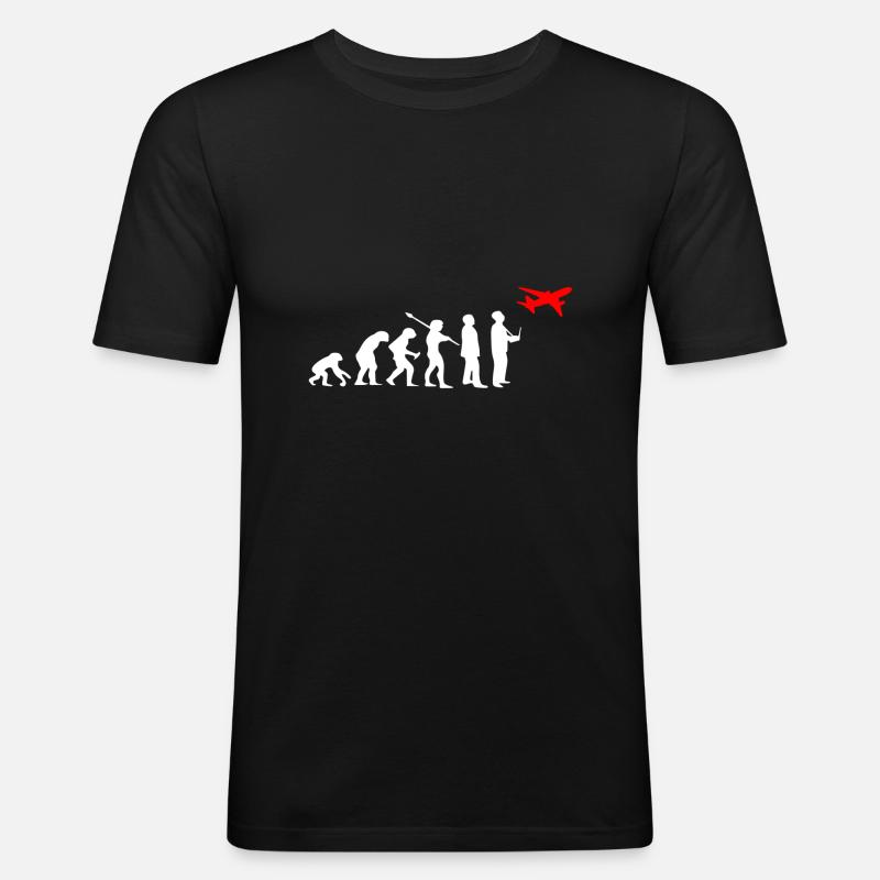 Model Flieger Flugzeug Evolution Modellflugzeug - Männer Slim Fit T-Shirt - Schwarz