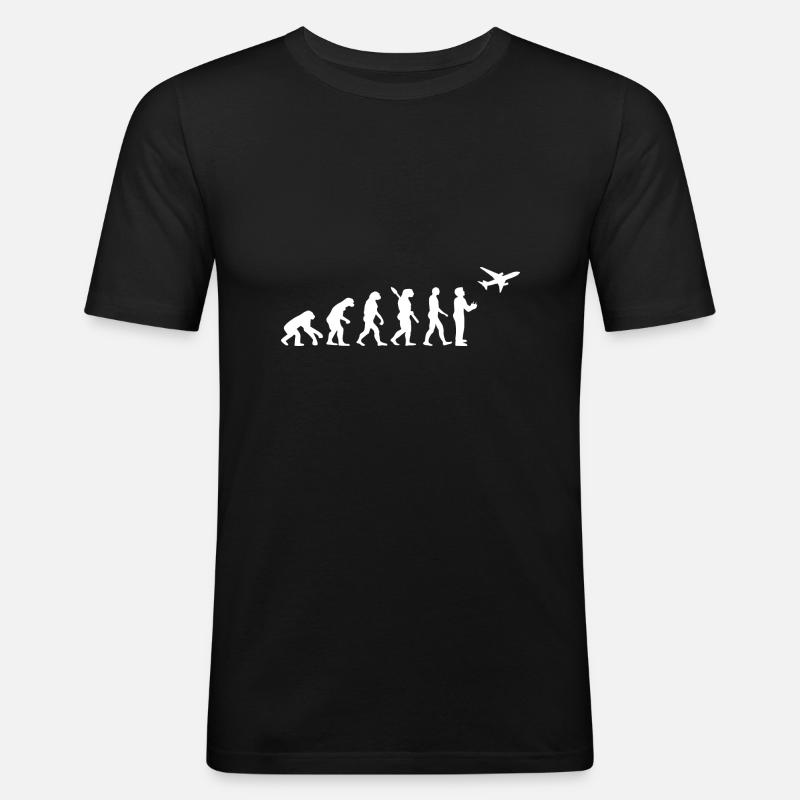 Model Flieger Flugzeug Evolution Modellflugzeug - Männer Slim Fit T-Shirt - Schwarz