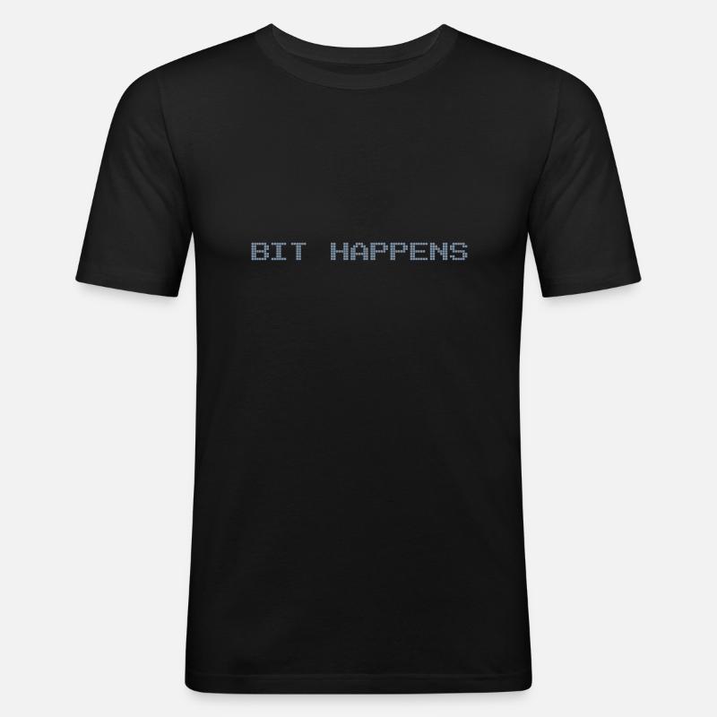 Bit Happens - Männer Slim Fit T-Shirt - Schwarz