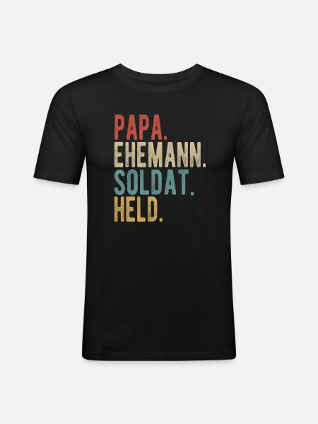 Soldat Papa Ehemann Held - Männer Slim Fit T-Shirt - Schwarz