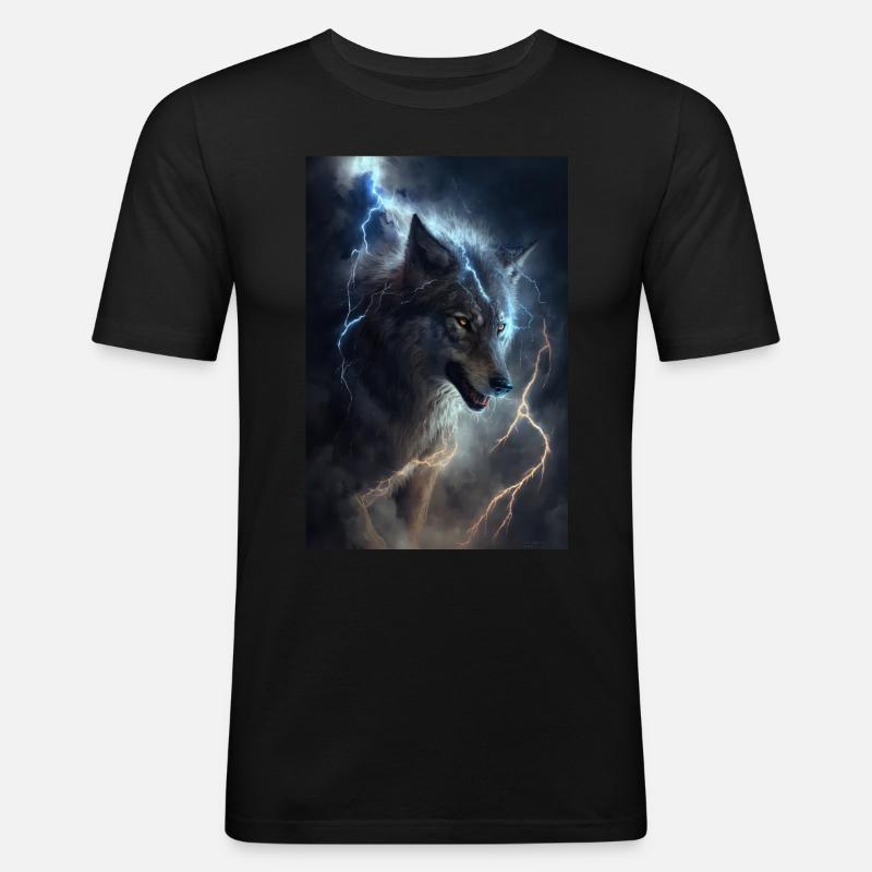 Wolf Blitz Thunder Epic Cool Epic Wolves - Men's Slim Fit T-Shirt - black