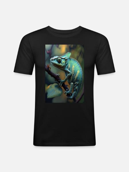 chameleon gecko lizard reptile amphibian - Men's Slim Fit T-Shirt - black