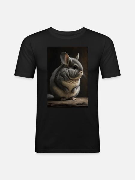Chinchilla Realistic Animal - Men's Slim Fit T-Shirt - black