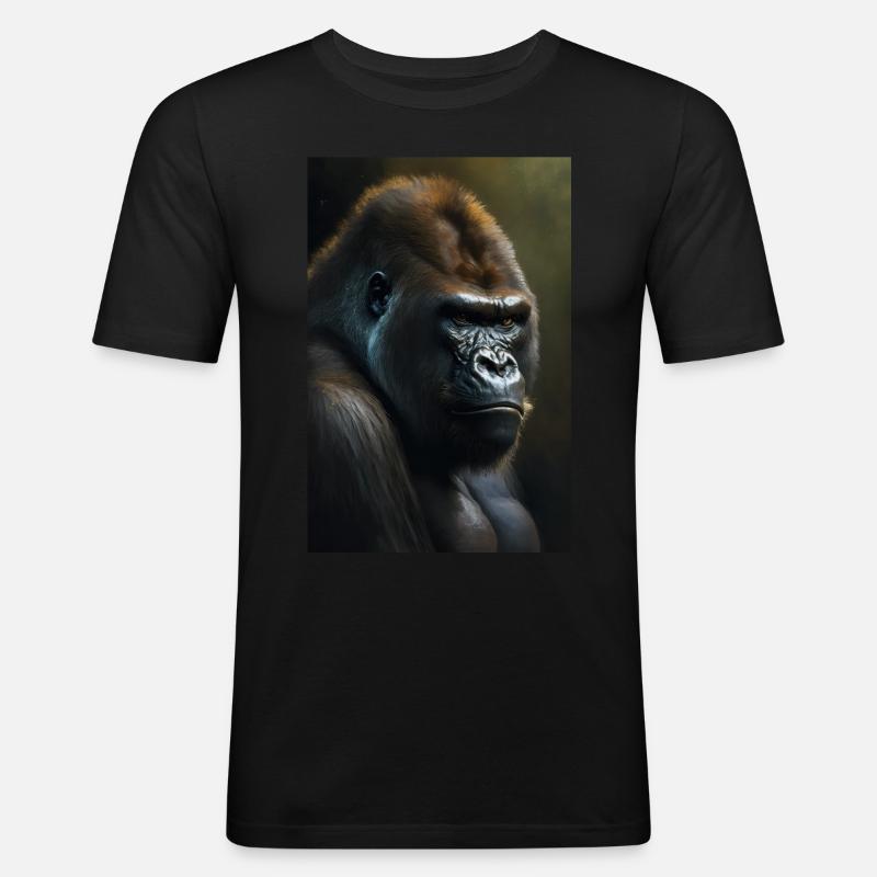 Gorilla Monkey Cool - T-shirt près du corps Homme - noir