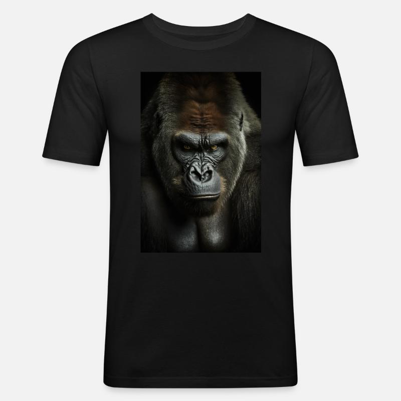 Gorilla Affe Cool - Männer Slim Fit T-Shirt - Schwarz