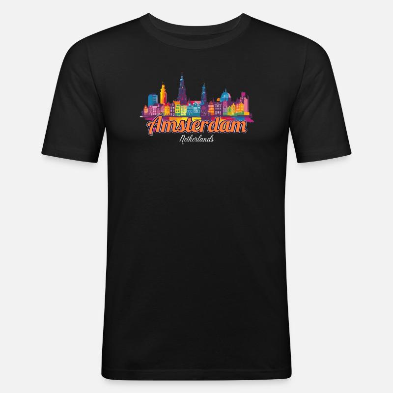 Amsterdamer Vibes - Männer Slim Fit T-Shirt - Schwarz