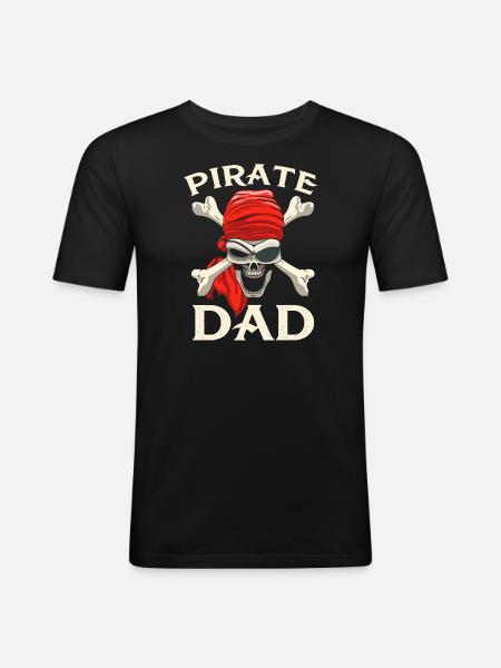 pirate dad skull crossbones - Men's Slim Fit T-Shirt - black