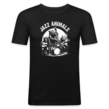 Groupe de jazz Funny Animals - T-shirt près du corps Homme - noir - Devant - Nik (191cm)
