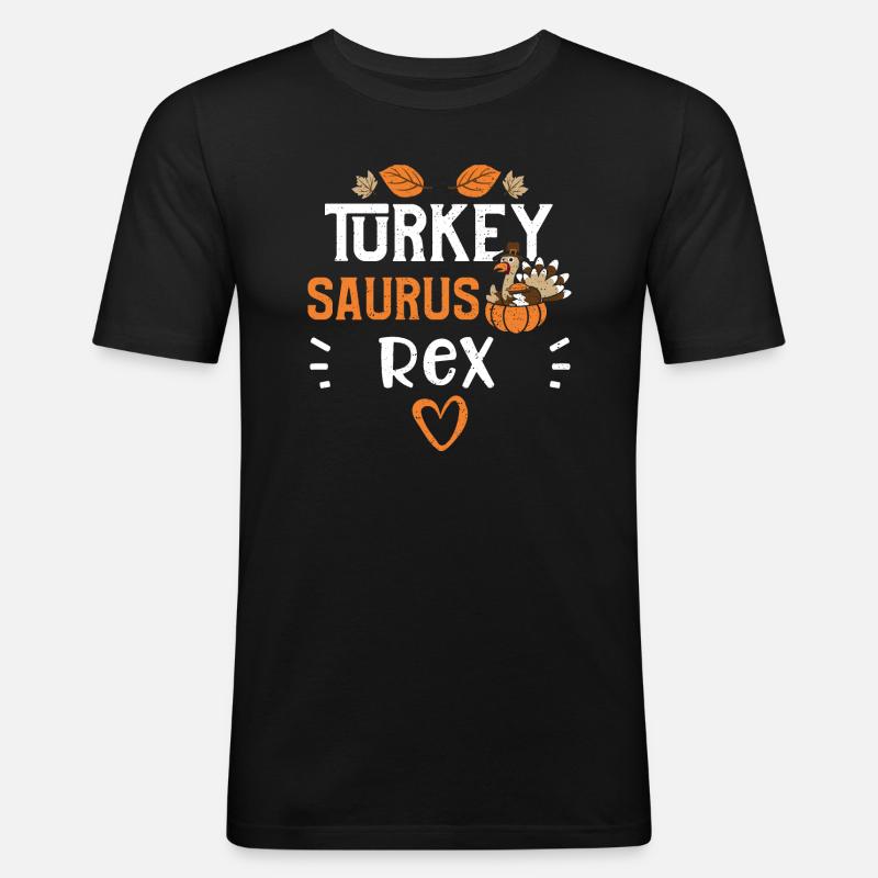 Turkey Saurus Rex - Thanksgiving - Männer Slim Fit T-Shirt - Schwarz