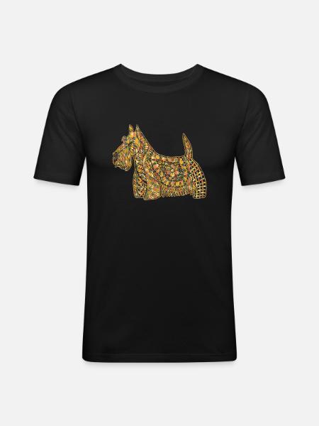 Scottish Terrier Geometric Shirts - Men's Slim Fit T-Shirt - black
