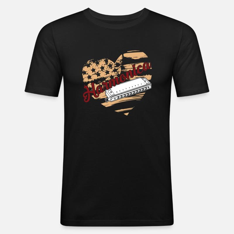 Harmonica Harmonica Flag - Men's Slim Fit T-Shirt - black