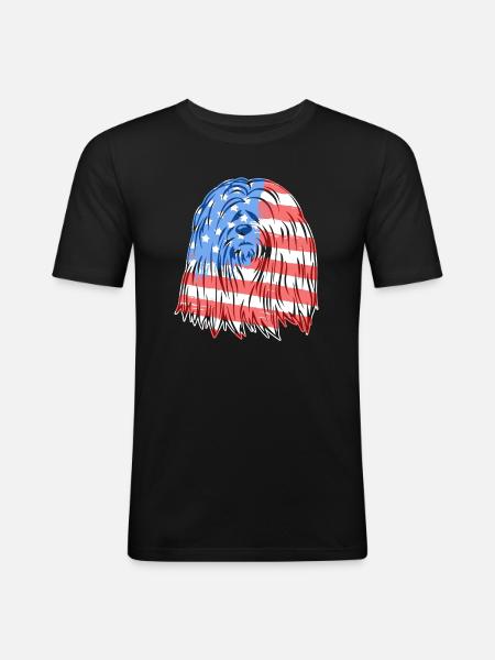 Lhasa Apso Lhasa Apso Flag - Men's Slim Fit T-Shirt - black
