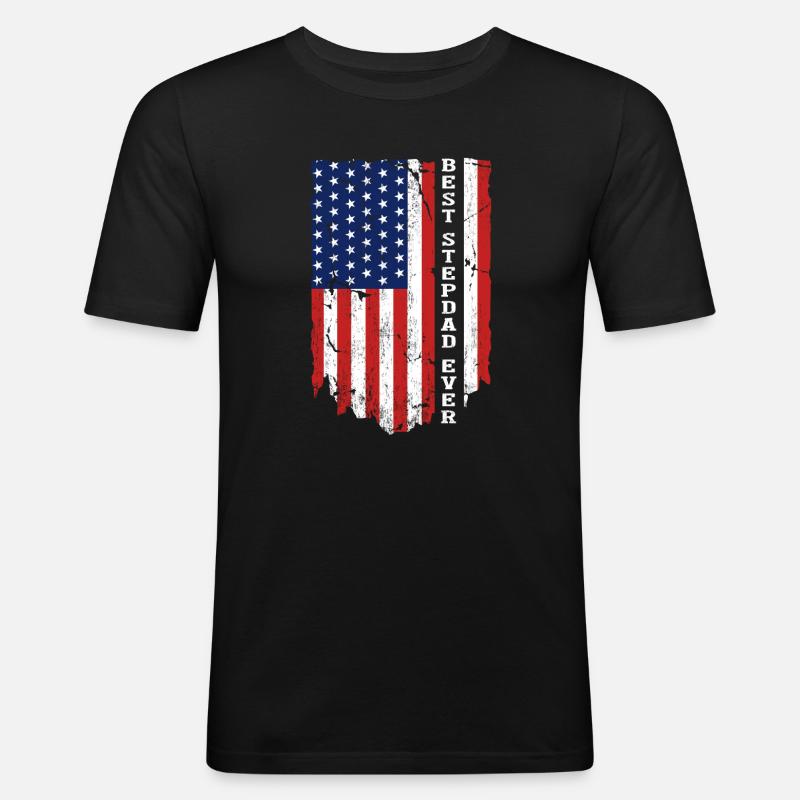 Best Stepdad Ever Flag - Men's Slim Fit T-Shirt - black