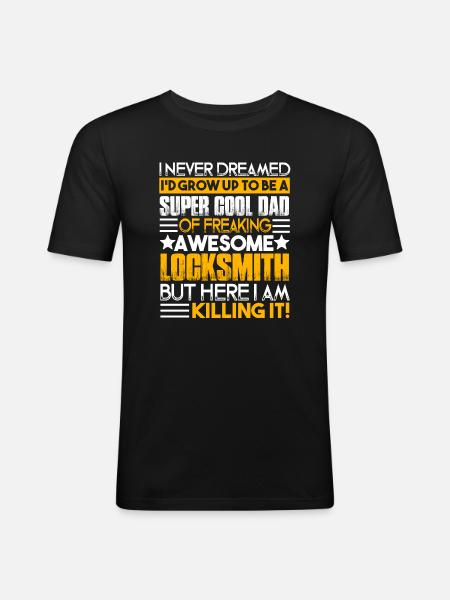 Locksmith Super Cool Locksmith Dad - Men's Slim Fit T-Shirt - black