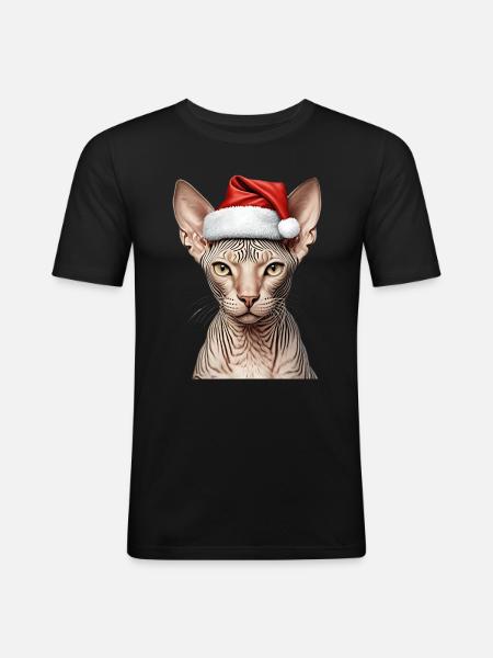Christmas sphynx cat - Men's Slim Fit T-Shirt - black
