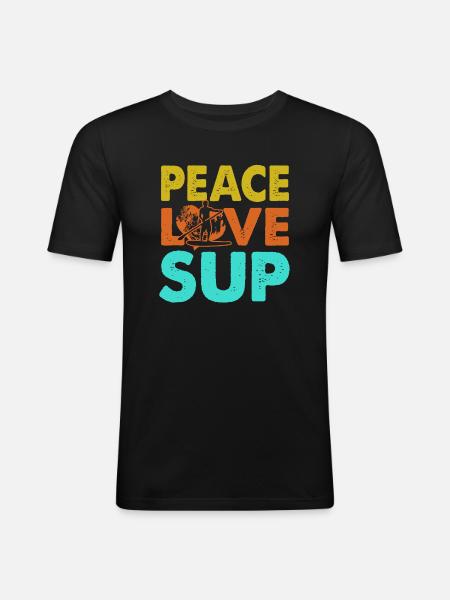 Paddleboarding Peace Love Sup - Men's Slim Fit T-Shirt - black