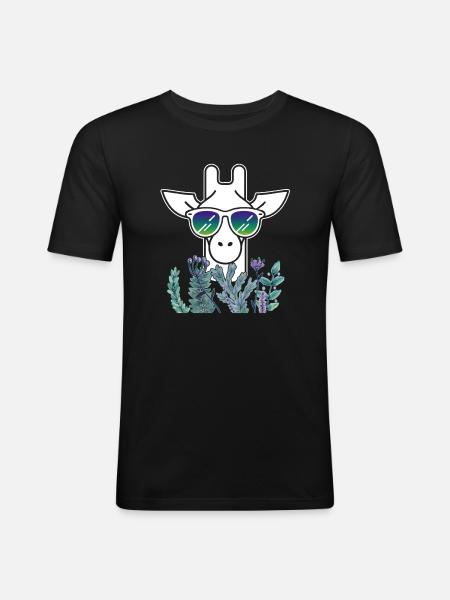 Funny Giraffe Face - Men's Slim Fit T-Shirt - black