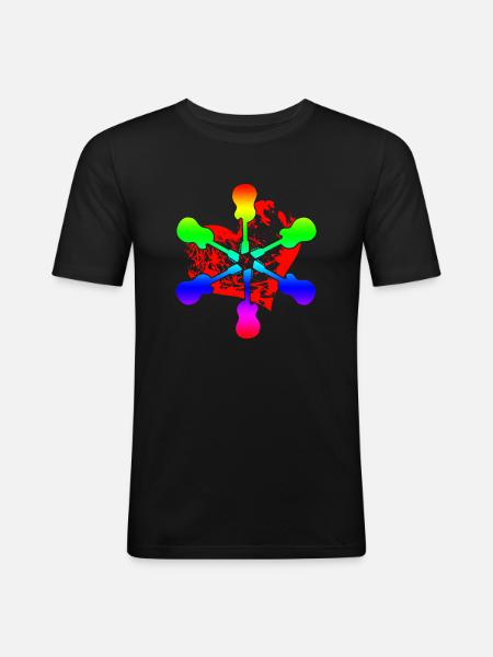 Acoustic Guitar Rainbow - Men's Slim Fit T-Shirt - black