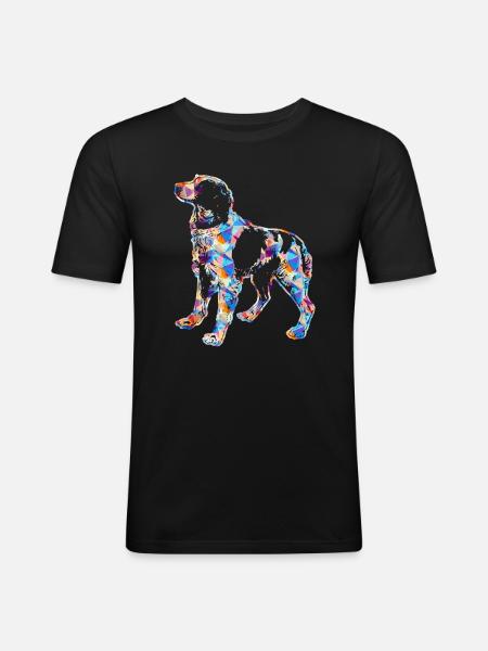 Brittany Spaniel Geometric - Men's Slim Fit T-Shirt - black