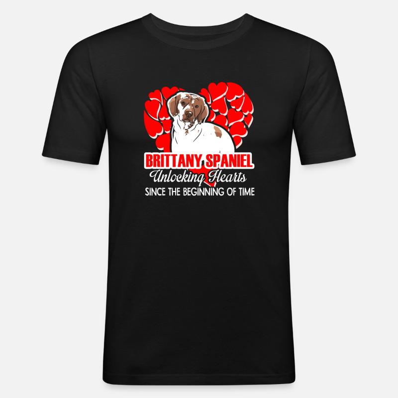 Brittany Spaniel Unlocking Hearts - Men's Slim Fit T-Shirt - black