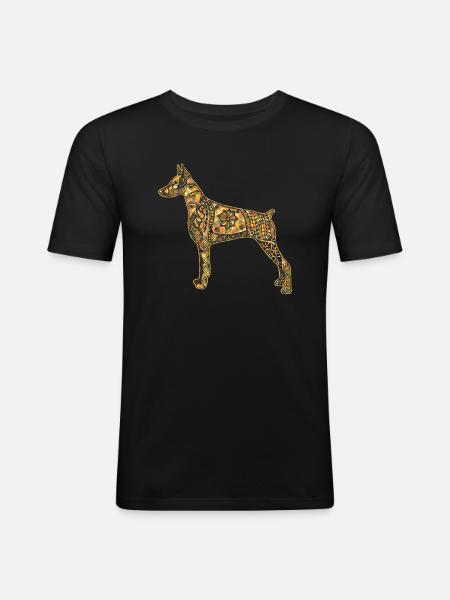 Doberman Pinscher Geometric - Men's Slim Fit T-Shirt - black