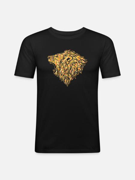 Lion Geometric - Men's Slim Fit T-Shirt - black
