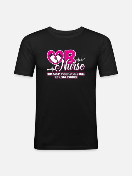 OB Nurse Funny OB Nurse - Men's Slim Fit T-Shirt - black