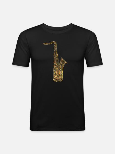 Saxophone Geometric - Men's Slim Fit T-Shirt - black