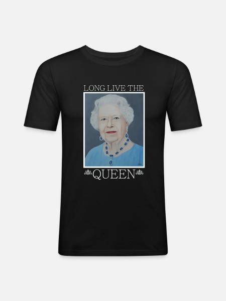 Reine d'Angleterre Elisabeth - Idée cadeau - T-shirt près du corps Homme - noir