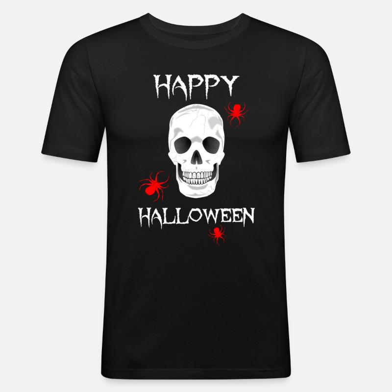HALLOWEEN skull spiders - Männer Slim Fit T-Shirt - Schwarz