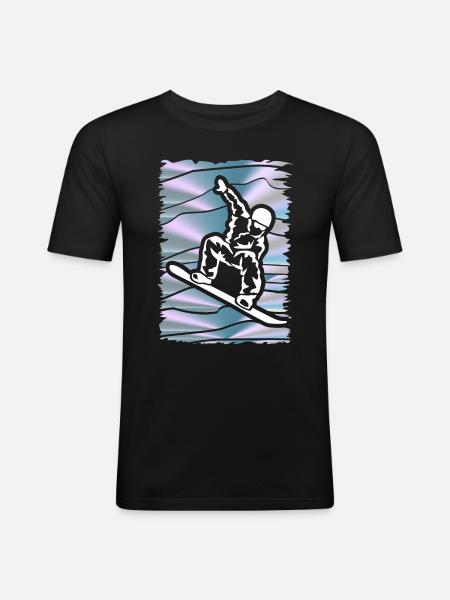 Abstract Motif Snowboard Winter Sports - Men's Slim Fit T-Shirt - black