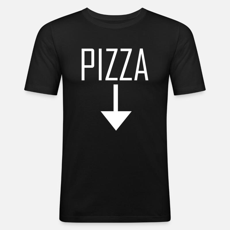 PIZZA - Männer Slim Fit T-Shirt - Schwarz