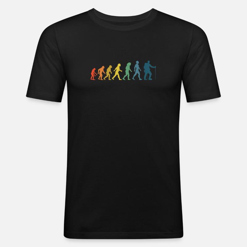 Wandern Evolution Berge Bergsteigen Klettern - Männer Slim Fit T-Shirt - Schwarz