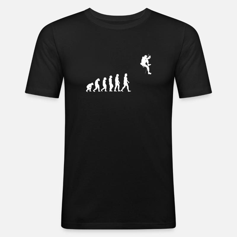 Klettern Evolution Bergsteigen Bouldern - Männer Slim Fit T-Shirt - Schwarz