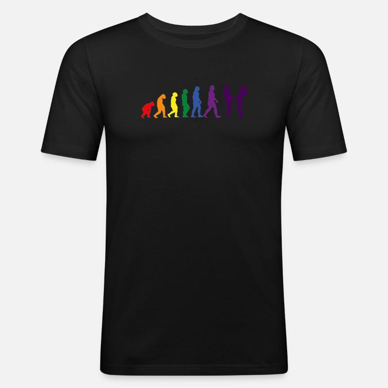 Lgbtq Regenbogenflagge Lesbisch Evolution Queer - Männer Slim Fit T-Shirt - Schwarz