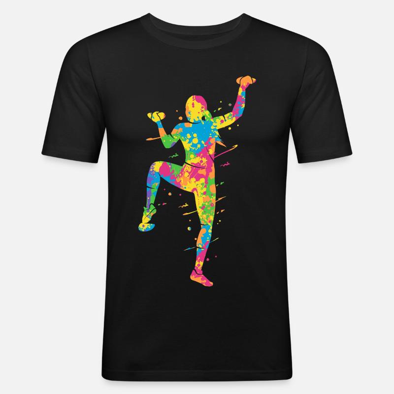 Bouldern Bunt Kletterer Mädchen Berge Klettern - Männer Slim Fit T-Shirt - Schwarz