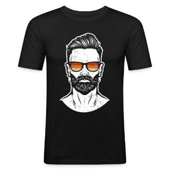 Hipster Homme Vintage Lunettes de soleil - T-shirt près du corps Homme - noir - Devant - Nik (191cm)