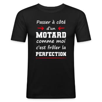 cadeau marrant parfait perfection motard moto - T-shirt près du corps Homme - noir - Devant - Nik (191cm)