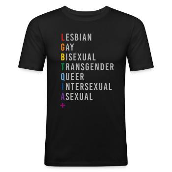 LGBTQIA+ Love Rainbow Flag Genders - Men's Slim Fit T-Shirt - black - Front - Nik (191cm)