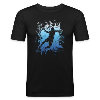 Joueur de handball Handball Jeu Handball Joueur de handball - T-shirt près du corps Homme - noir - Devant - Nik (191cm)