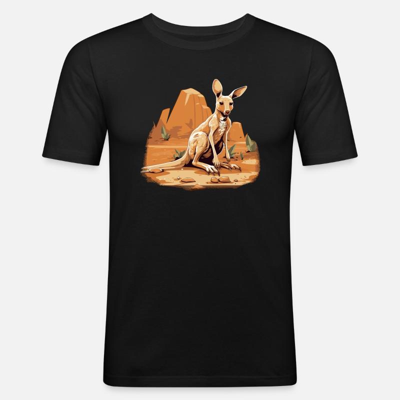 Känguru Baby Känguru Beuteltier Kangaroo - Männer Slim Fit T-Shirt - Schwarz